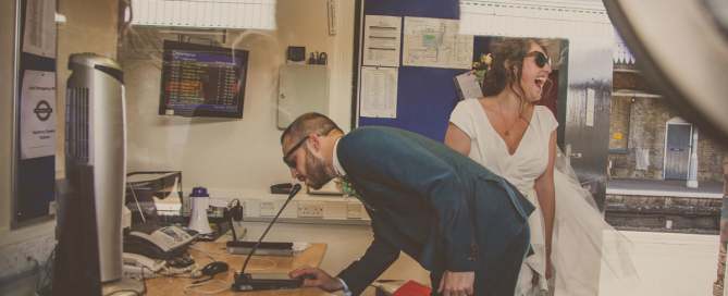 Photographer London wedding, Hackney Town Hall wedding London, wedding bride and groom in London Overground control centre, Reportage wedding photographer London, Documentary wedding photographer London, south London wedding photography