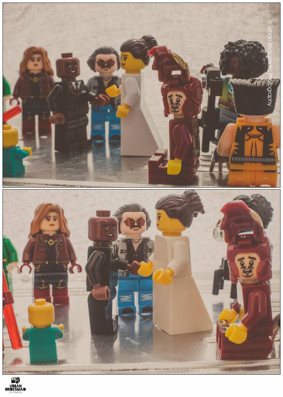 06-Lego-Minifig-Jessica-Jones-Luke-Cage-wedding-London-Urban-Bridesmaid-Photography Superhero Destination Wedding with Lego figures and minifigs