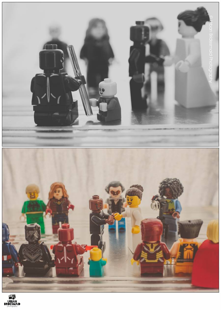 07-Lego-Minifig-Jessica-Jones-Luke-Cage-wedding-London-Urban-Bridesmaid-Photography Superhero Destination Wedding with Lego figures and minifigs